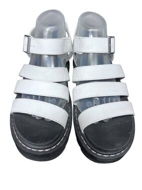 Sincerely Jules Daring White Chunky Platform Sandals Sz 8.5 Black Lug Sole